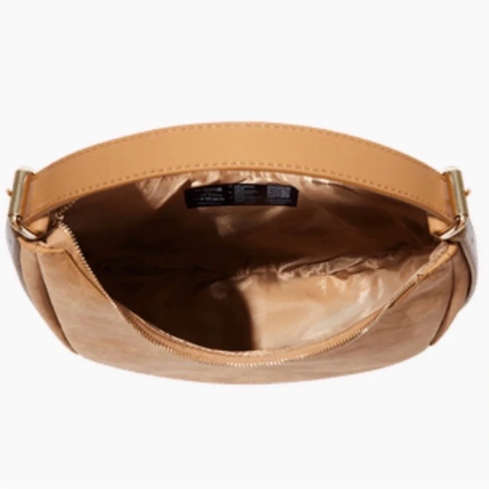 NWT 4TH & RECKLESS Una Faux Suede Crescent Shoulder Bag Tan Gold Hardware Hobo - Picture 4 of 10